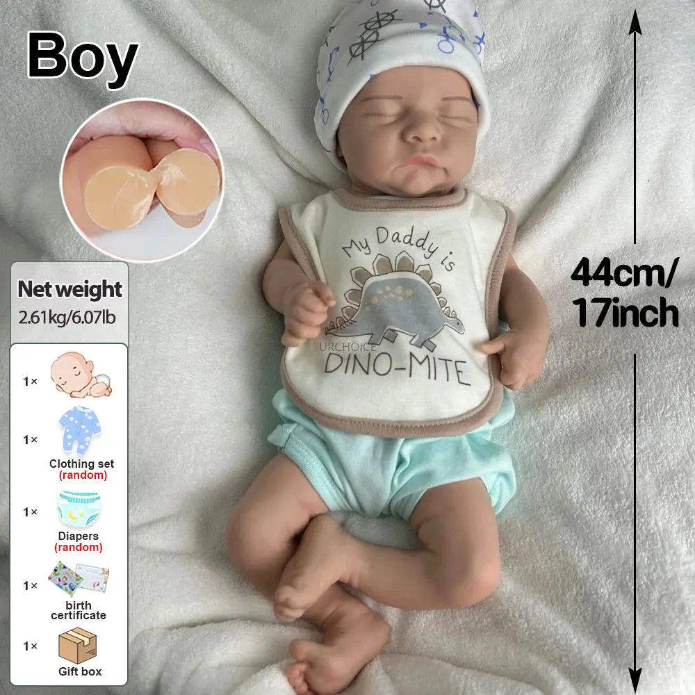 17Inch Asleep Silicone Reborn Baby Boy Levi Full Body Soft Realistic Weighted Doll for Anxiety & Emotional Support Kids Toy lifelikesiliconereborns.com