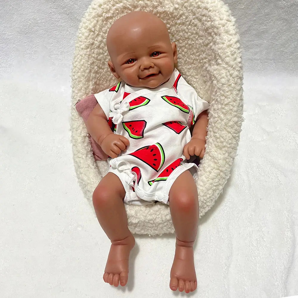 17Inch Black Skin Realistic Soft Silicone Reborn Baby Girl Vivienne Lifelike Details & Customizable Doll for Hobbyists Kids Toy lifelikesiliconereborns.com