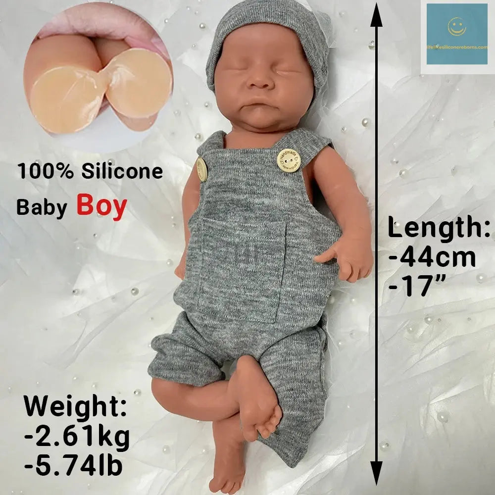 17Inch Realistic Details & Handmade Soft Baby Boy Weighted Silicone Reborn Doll for Coping with Loss Christmas Gift lifelikesiliconereborns.com