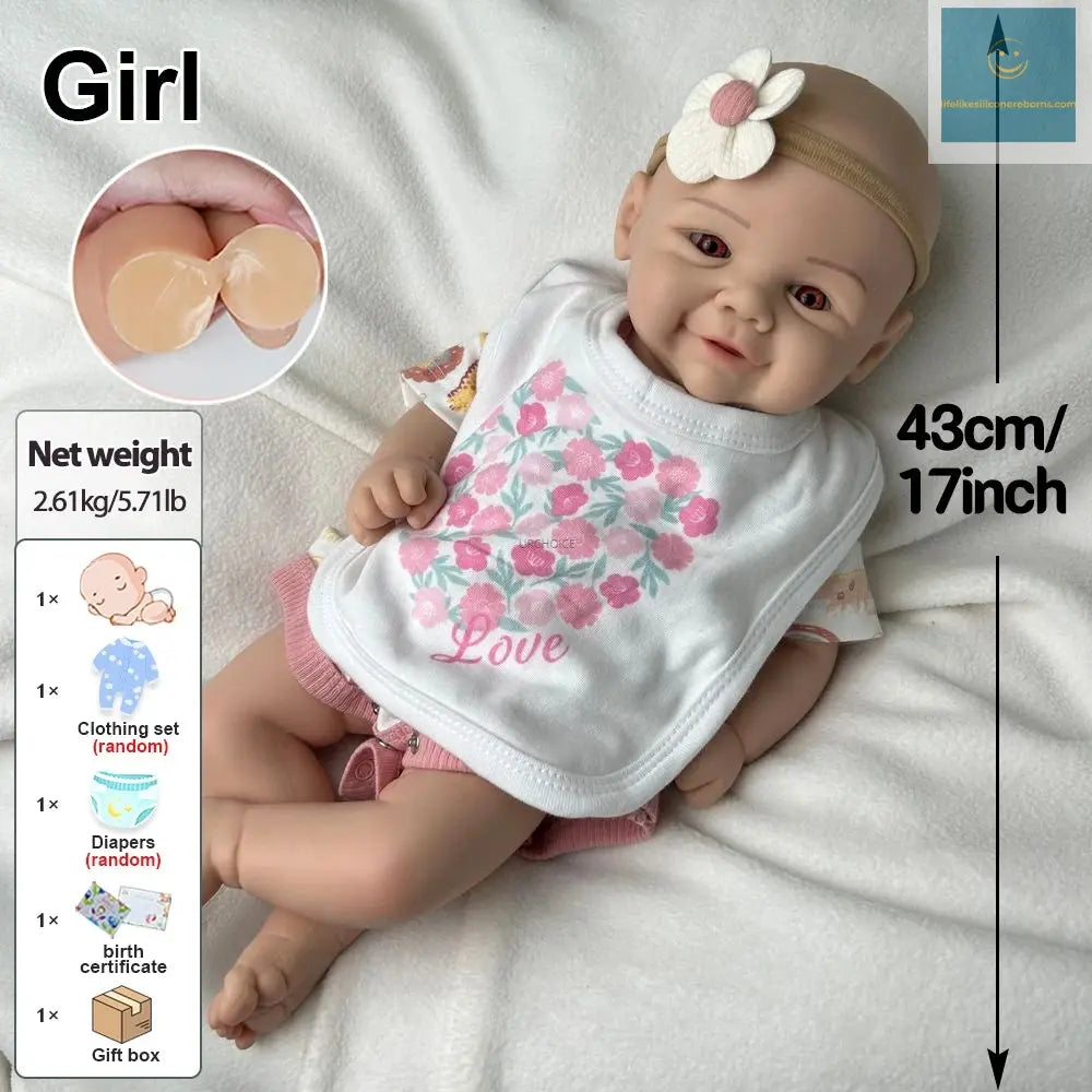 17Inch Silicone Reborn Dolls Lifelike Details Soft Baby Girl Vivienne Washable For Artistic Displays Collectibles Kids Toy lifelikesiliconereborns.com