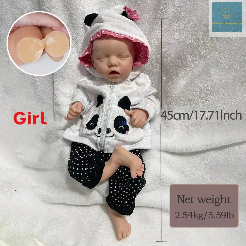 18-Inch Artificial Silicone Reborn Baby Doll – Newborn Girl with Pacifier, Perfect Birthday or Christmas Gift for Kids lifelikesiliconereborns.com