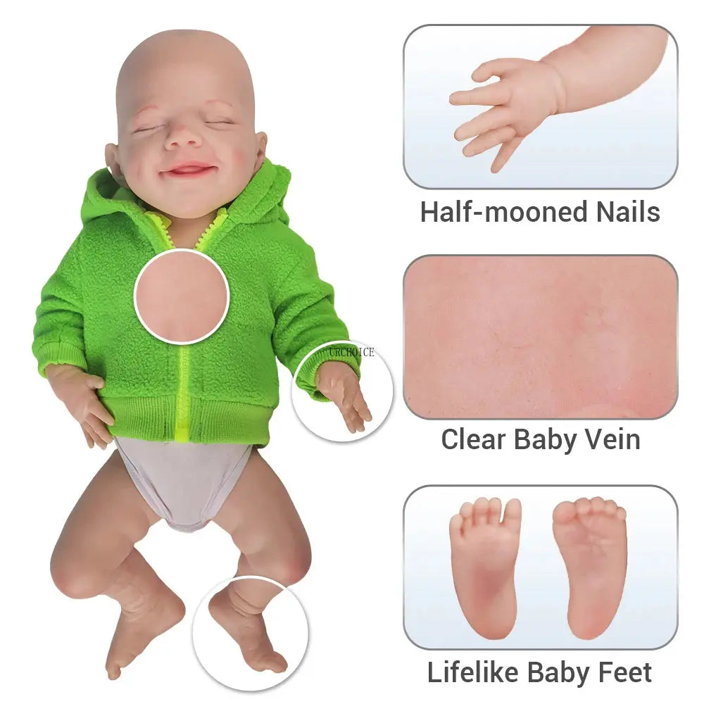 18 Inch Full Platinum Silicone Reborn Baby Girl Realistic Flexible Washable Newborn Dolls For Children Halloween Gifts lifelikesiliconereborns.com