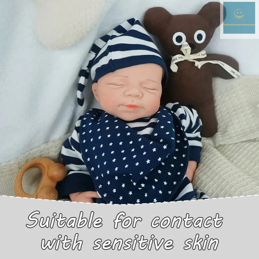 18.3 inches/3.3kg baby touch solid one-piece molding baby boy reincarnation doll super realistic sleeping expression lifelikesiliconereborns.com