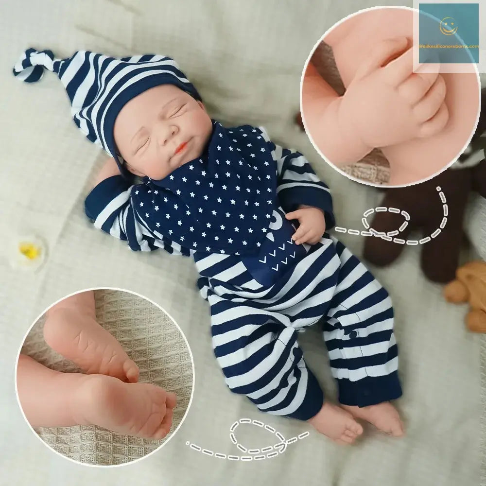 18.3 inches/3.3kg baby touch solid one-piece molding baby boy reincarnation doll super realistic sleeping expression lifelikesiliconereborns.com
