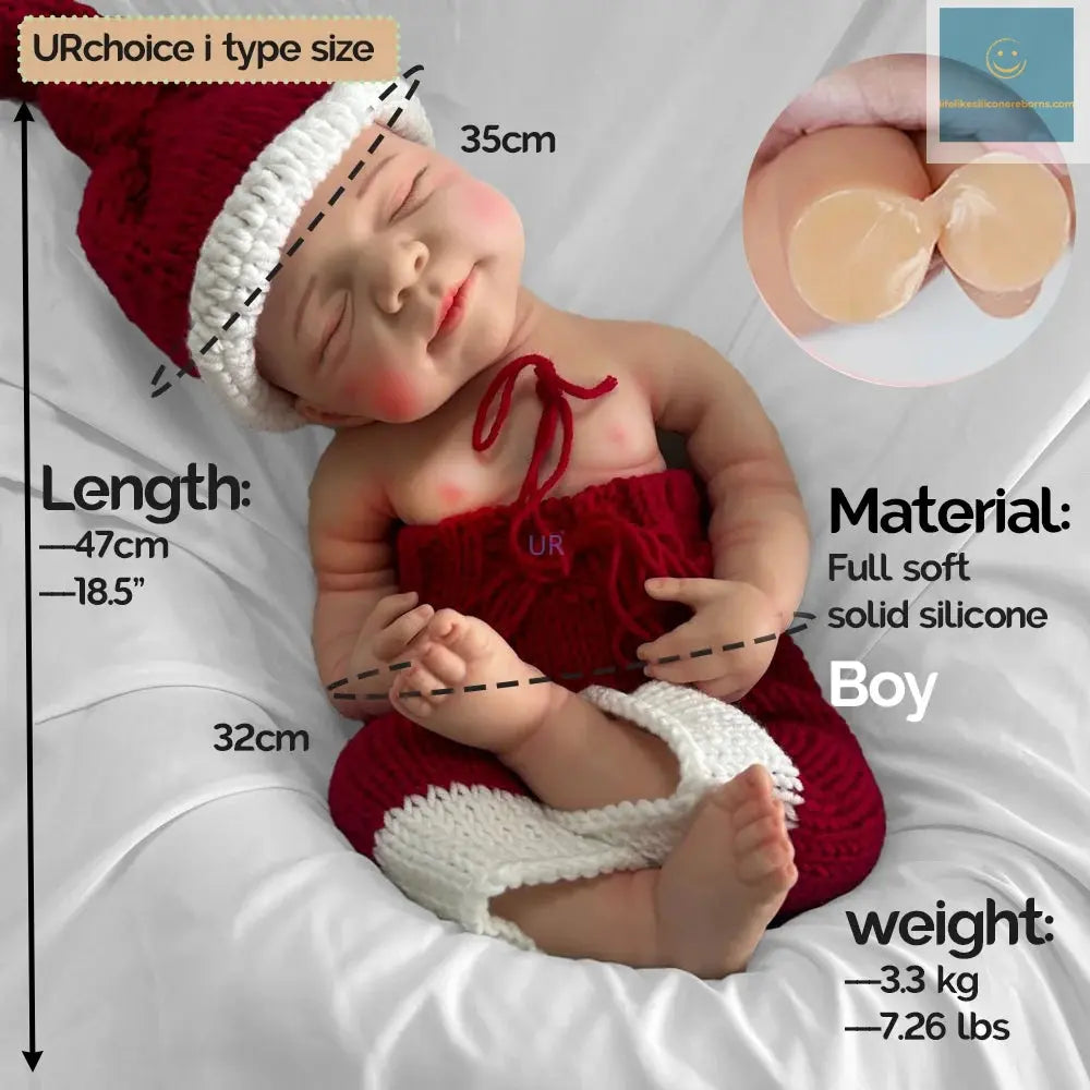 18.5-Inch 7.3lb Lifelike Reborn Baby Boy Full-Body Silicone Newborn Doll Collectible, DIY Toy for Kids, Painted or Unpainted C lifelikesiliconereborns.com