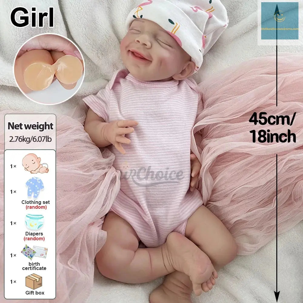 18Inch Baby Girl Full Body Soft Silicone Reborn Doll Lifelike Skin Waterproof Newborn Doll for Emotional Healing Kids Toy lifelikesiliconereborns.com
