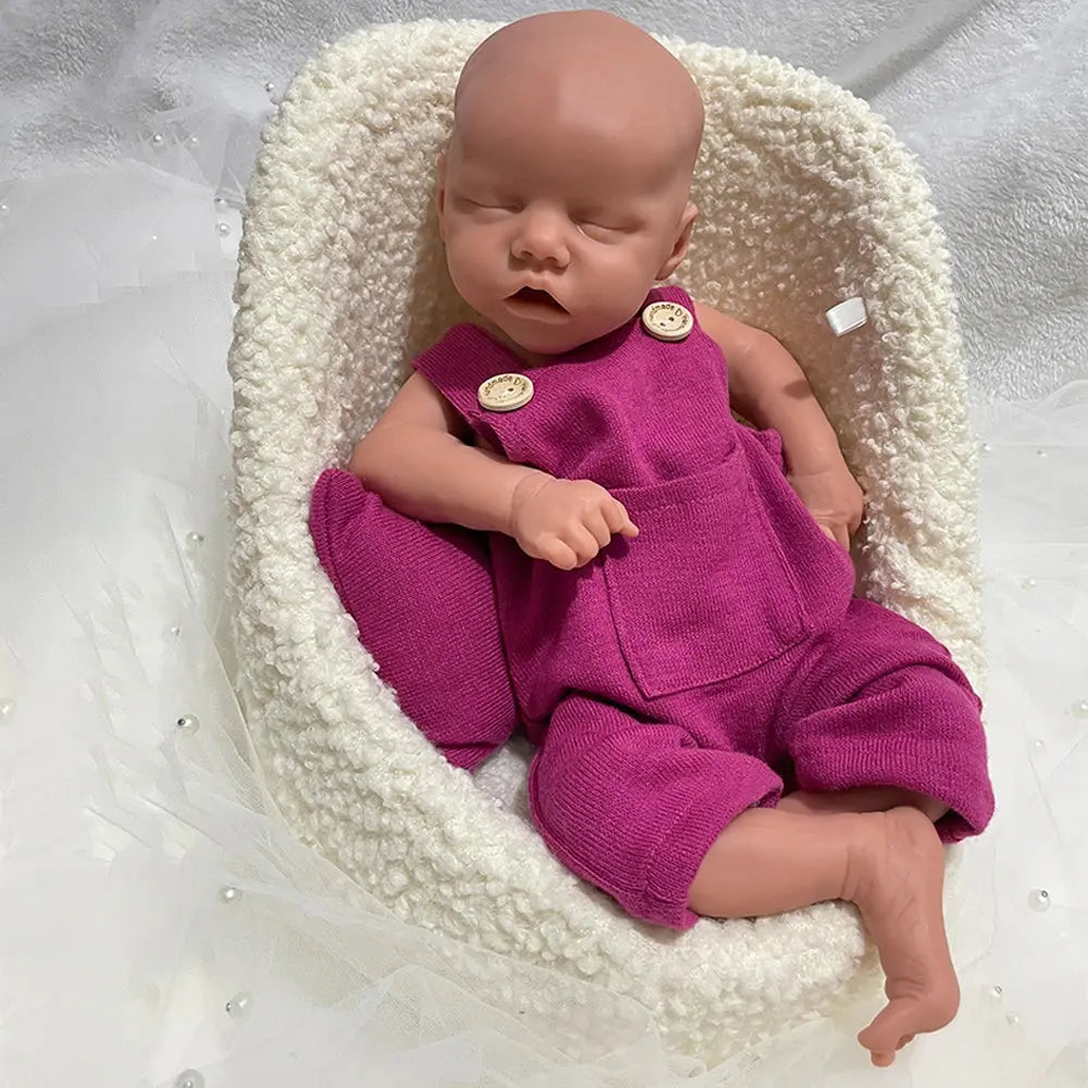 18Inch Dark Skin Realistic Features & Soft Material Doll Lifelike Silicone Reborn Baby Girl for Doll Enthusiasts Collection Toy lifelikesiliconereborns.com