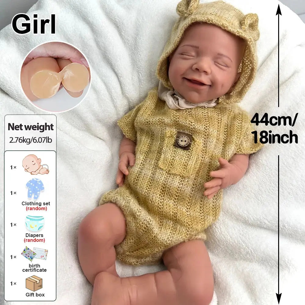 18Inch Lifelike Details Poseable Limbs Soft Silicone Reborn Baby Girl April Washable Doll for Teaching Parents-To-Be lifelikesiliconereborns.com