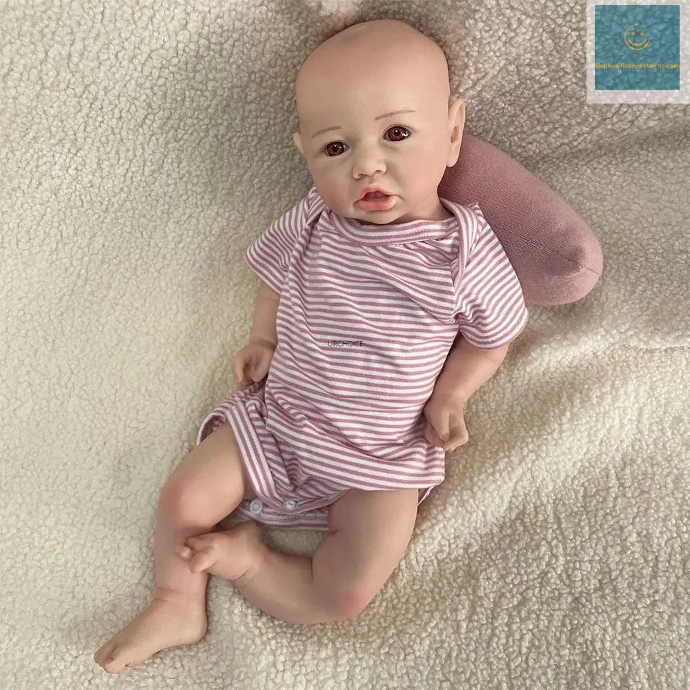 18Inch Open Eyes Handmade Realistic Silicone Reborn Baby Girl Doll With 3D Painted Skin for Emotional Support Kids Toy lifelikesiliconereborns.com