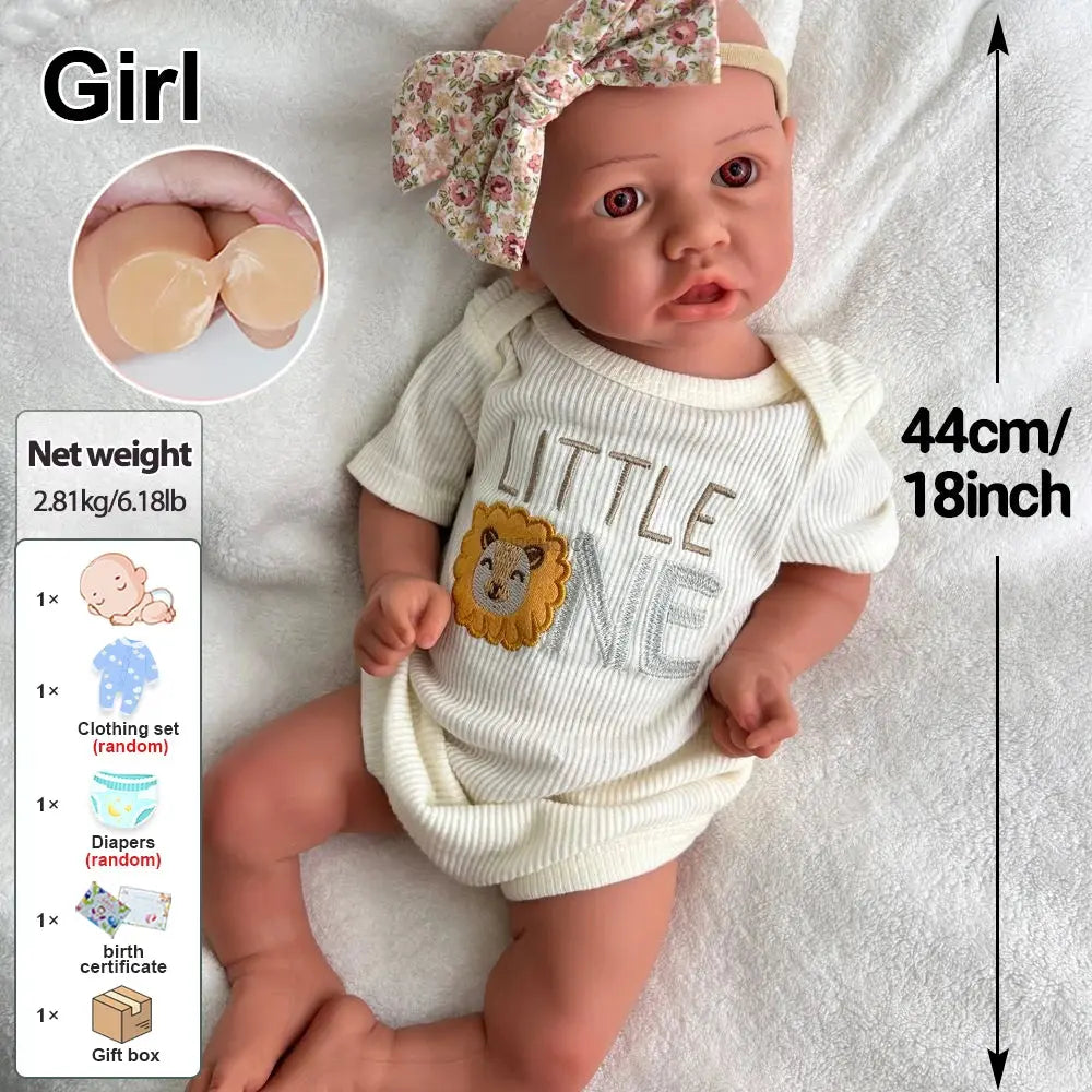 18Inch Realistic Weight Handmade Silicone Reborn Baby Girl Doll Easy to Clean Ideal for Hobbyists Collectible Kids Toy lifelikesiliconereborns.com