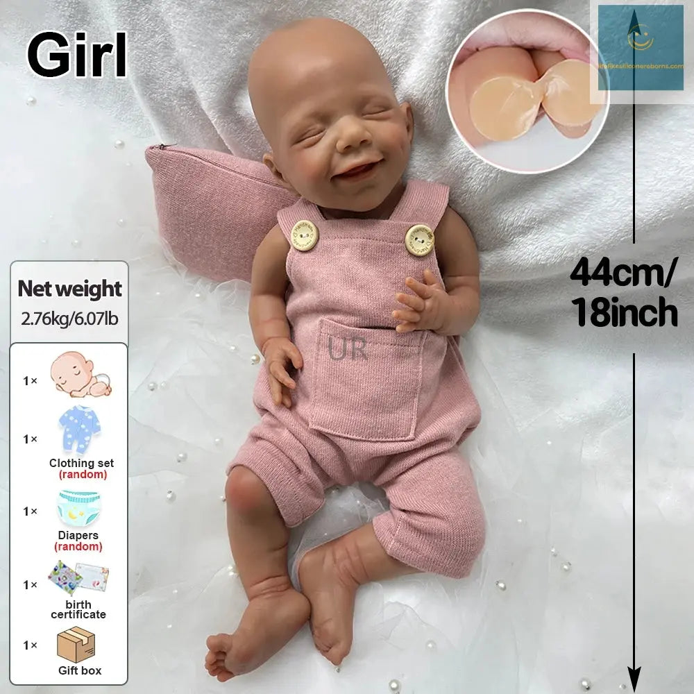 18Inch Silicone Reborn Baby Girl Realistic Full Body Soft Weighted Doll for Therapy & Emotional Comfort Christmas Gift lifelikesiliconereborns.com