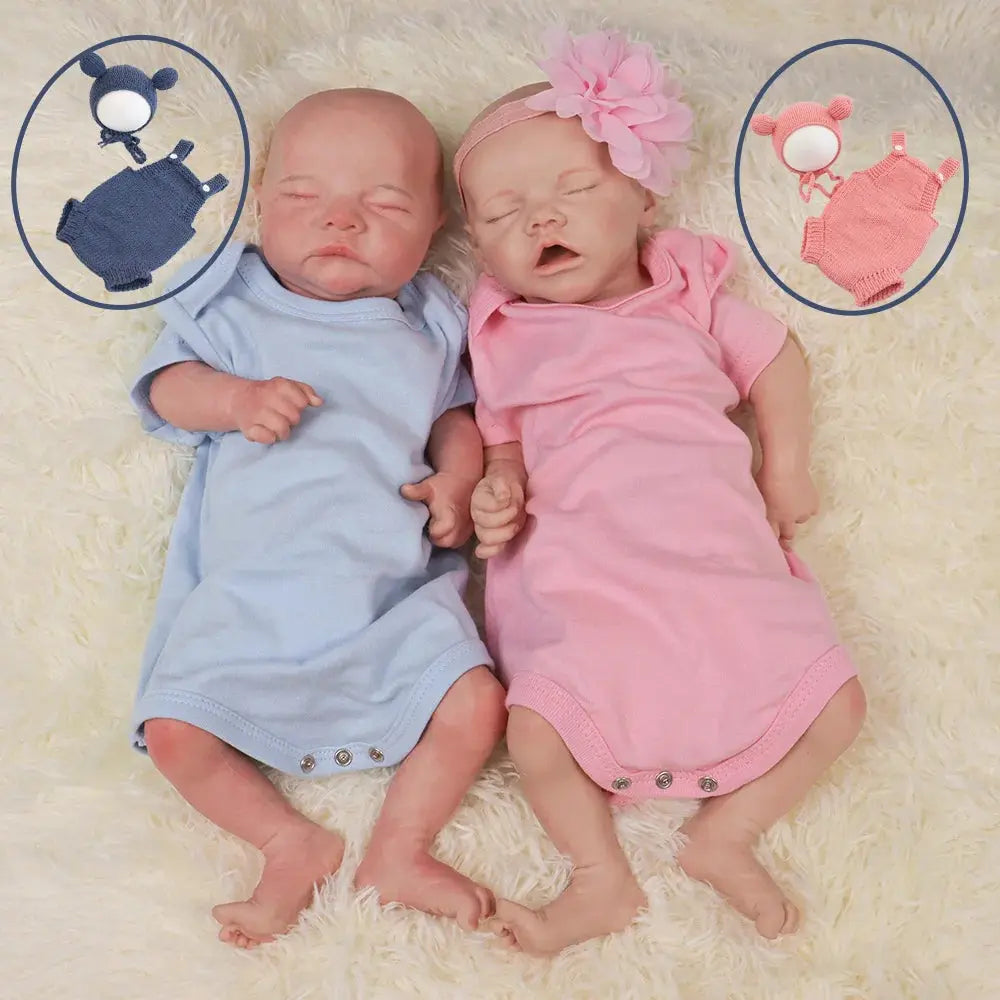 18Inch Twins Full Body Silicone Reborn Baby Doll Waterproof Lifelike Soft Bebe Girl Boy Visible Veins Bebe Doll Newborn Gift lifelikesiliconereborns.com