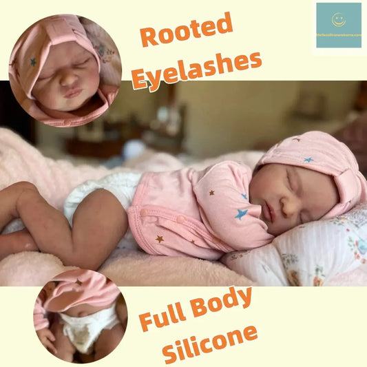 18Inch Washable Laura Solid Silicone Bebe Reborn Girl Doll With Painted Bald Softness Touch Lifelike Realisic Reborn Baby Doll lifelikesiliconereborns.com