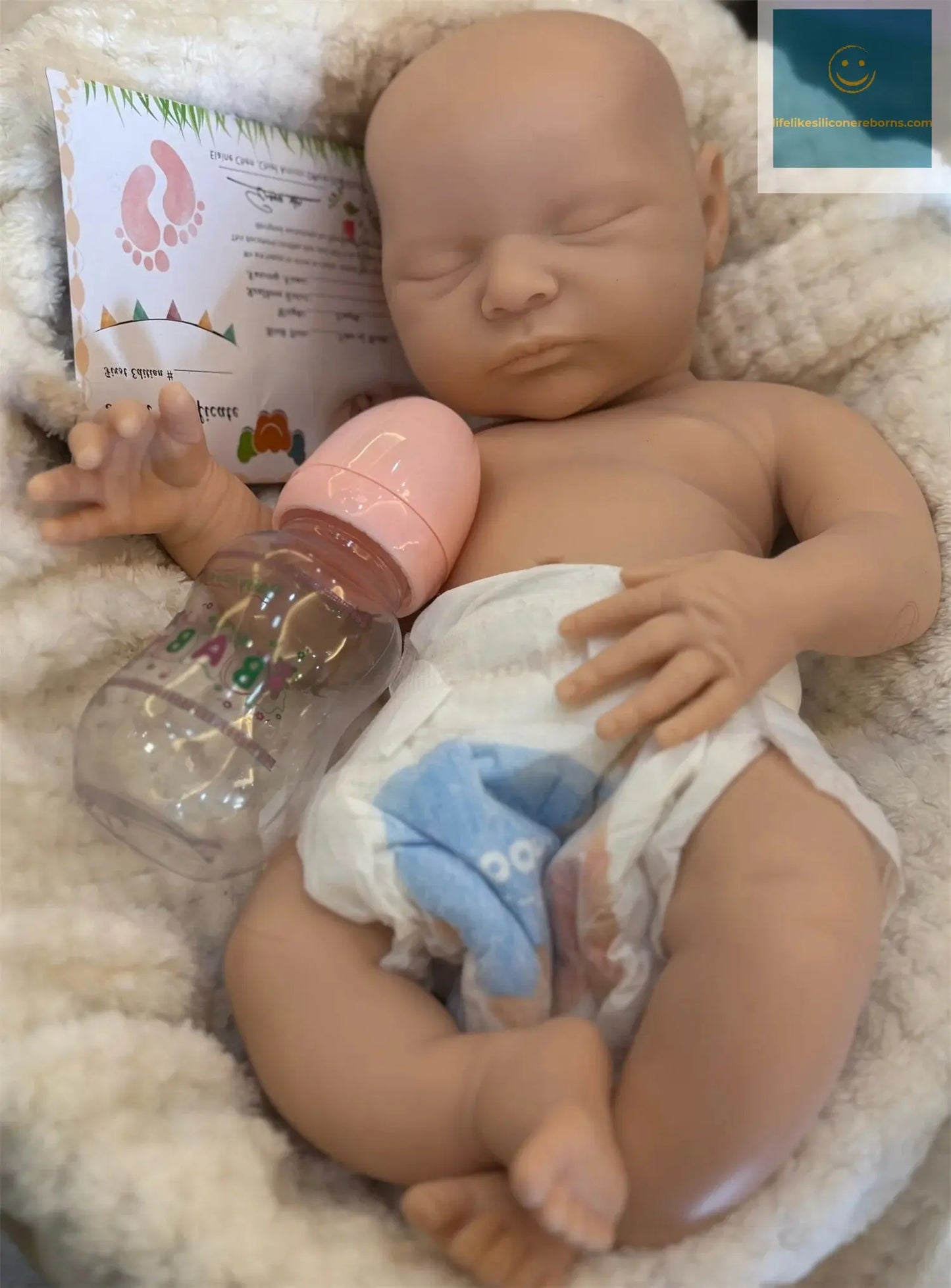 18Inch Washable Laura Solid Silicone Bebe Reborn Girl Doll With Painted Bald Softness Touch Lifelike Realisic Reborn Baby Doll lifelikesiliconereborns.com