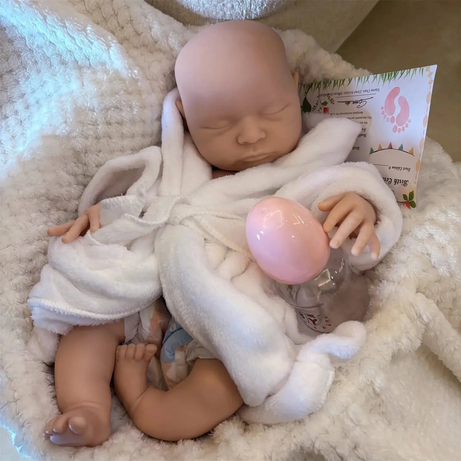 18Inch Washable Laura Solid Silicone Bebe Reborn Girl Doll With Painted Bald Softness Touch Lifelike Realisic Reborn Baby Doll lifelikesiliconereborns.com