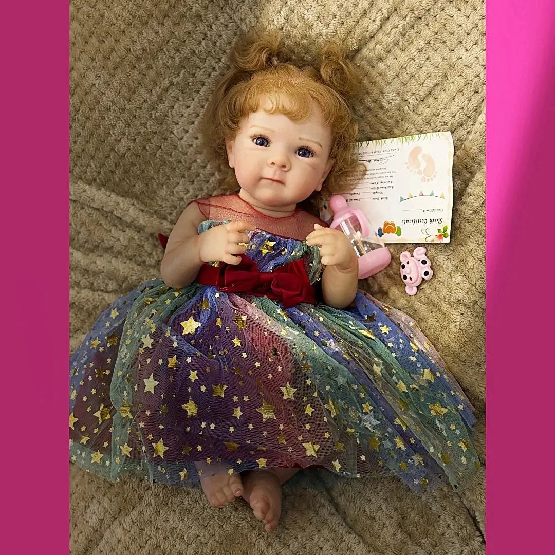 18Inch Washable Rooted Hair Bettie Full Body Vinyl Bebe Reborn Girl With Princess Dress Handmade Lifelike Real Reborn Doll lifelikesiliconereborns.com