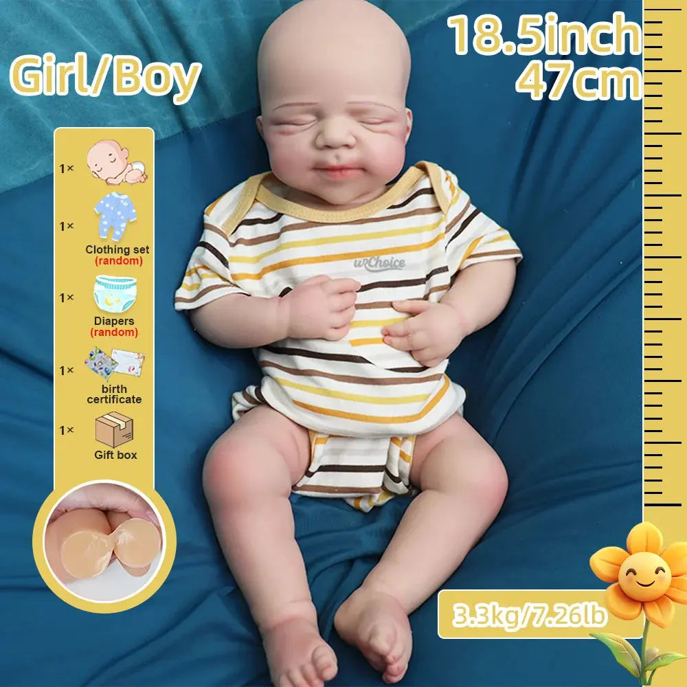 18" Newborn Silicone Reborn Baby Handmade Painted Realistic Silicone Skin Rebirth Doll Great Toy For Kids 3+ & Mom Training lifelikesiliconereborns.com