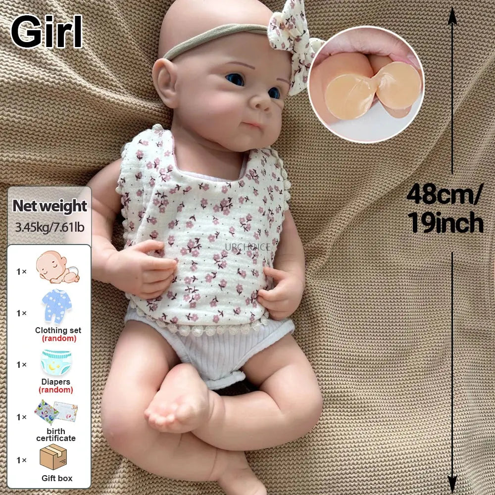 19Inch Soft And Lifelike Silicone Reborn Baby Girl Open Blue Eyes Realistic Skin Tones And Painted Details for Collectibles Gift lifelikesiliconereborns.com