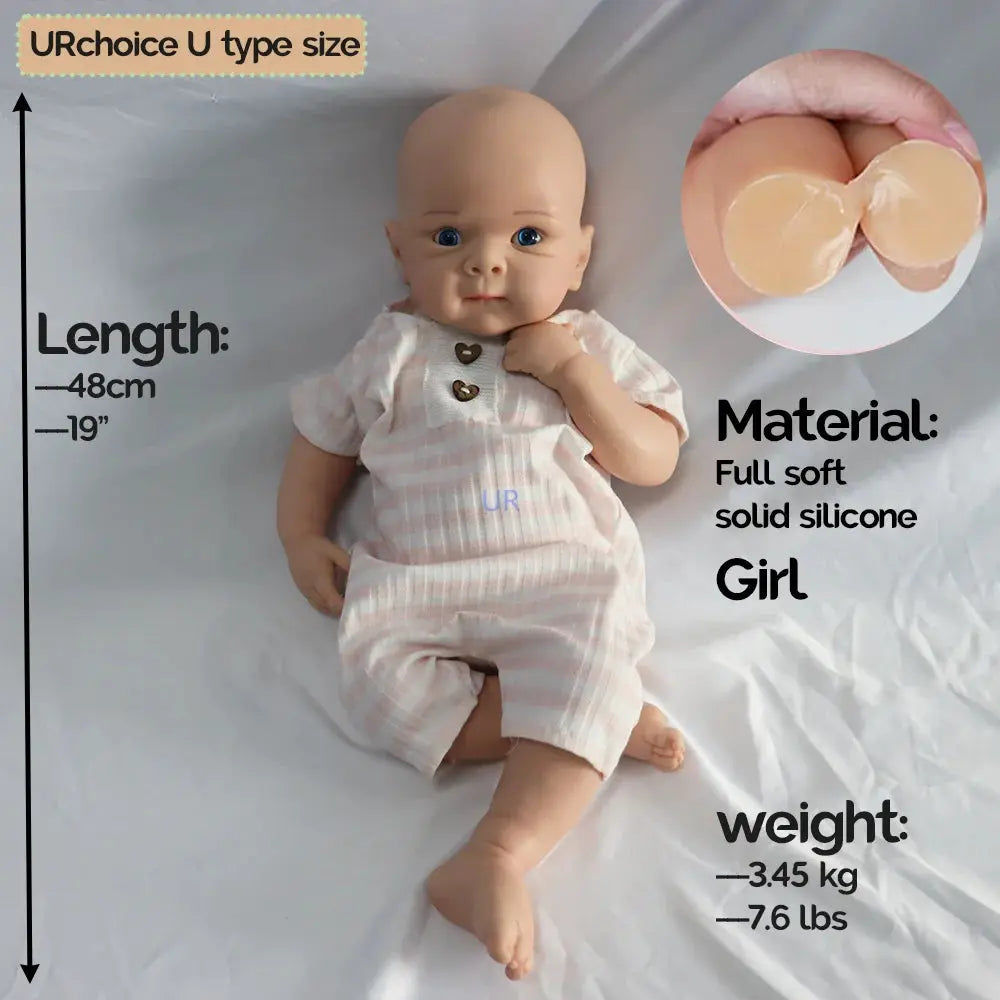 19" Platinum Silicone Reborn Doll Whole Body Soft Lifelike Chubby 3D Skin Weighted Newborn Baby Girl Collector Kids Toy Gift lifelikesiliconereborns.com