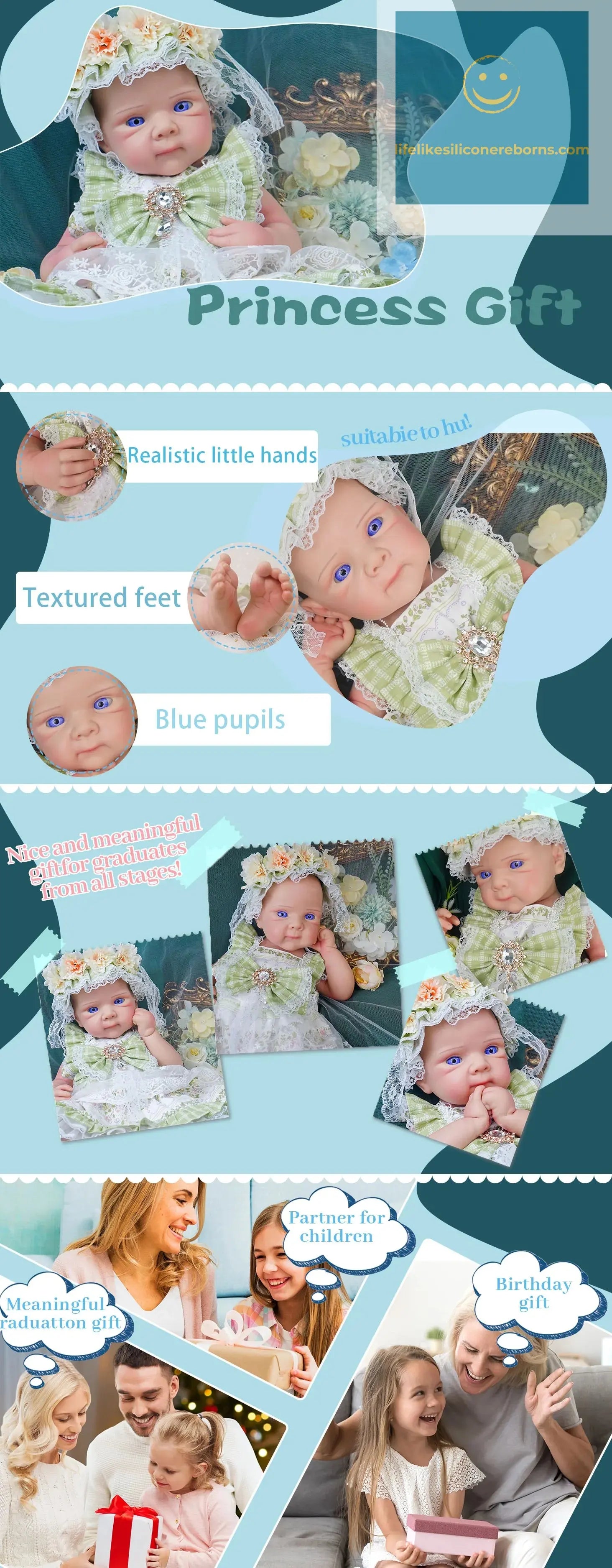 20.47INCH Big Reborn Full Body Silicone Doll Adorable Smile Newborn Baby Girl lifelikesiliconereborns.com