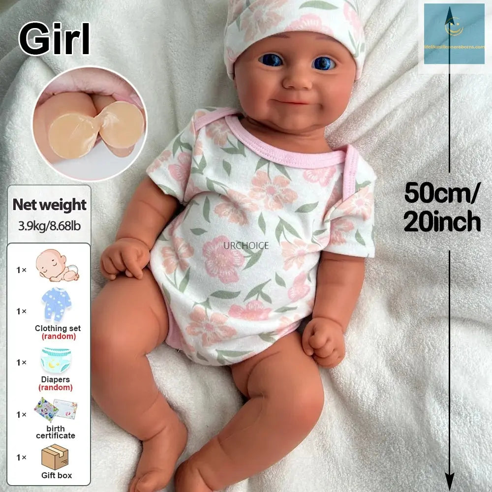 20Inch Chubby Baby Girl Maddie Full Body Soft Lifelike Silicone Reborn Baby Doll Waterproof Handmade Newborn Doll Kids Toy lifelikesiliconereborns.com
