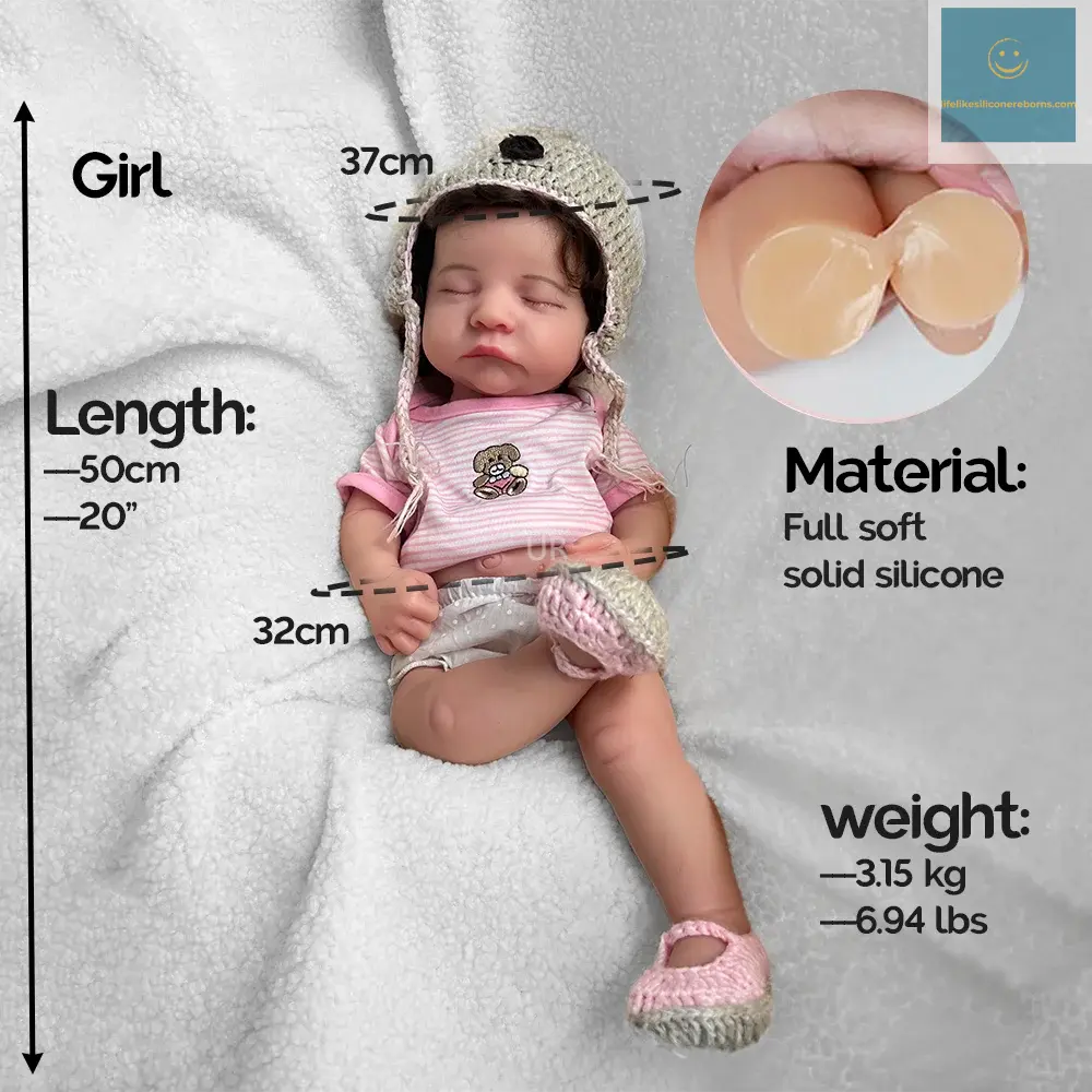 20Inch Handmade Silicone Reborn Baby Girl Rooted Hair Lifelike Details And Waterproof Materials Providing Companionship Gift lifelikesiliconereborns.com