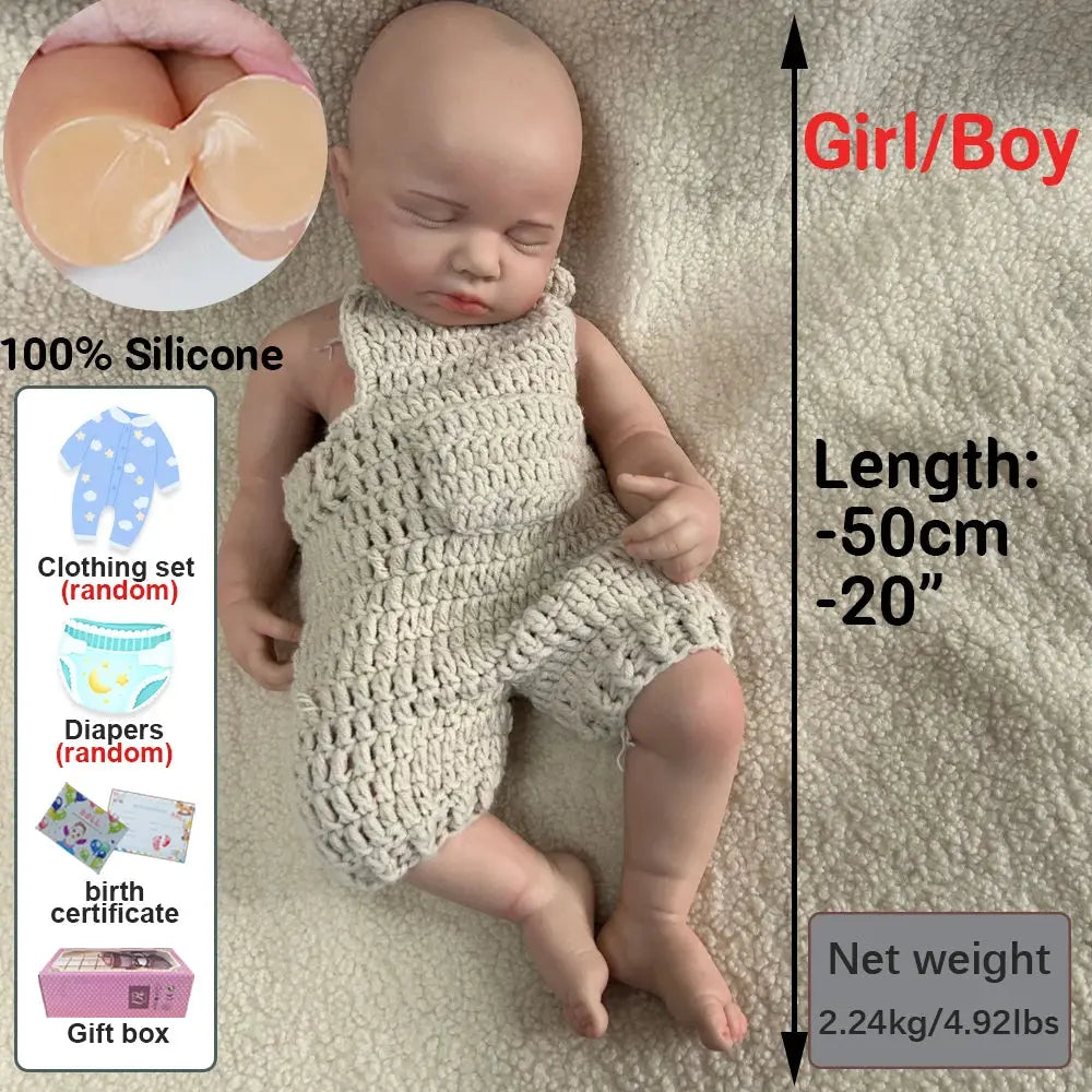 20" Full Body Silicone Reborn Baby Boy/Girl Doll LouLou Lifelike 3D Skin Painted Handmade Washable Newborn Bebe Kids Toy lifelikesiliconereborns.com