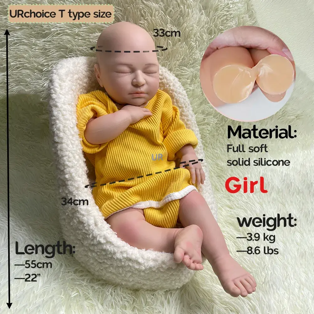 22 Inch Huge Silicone Reborn Baby Lifelike Big Size 4Kg Newborn Girl Doll With Birth Marks Unpainted Diy Toy Collectibles lifelikesiliconereborns.com