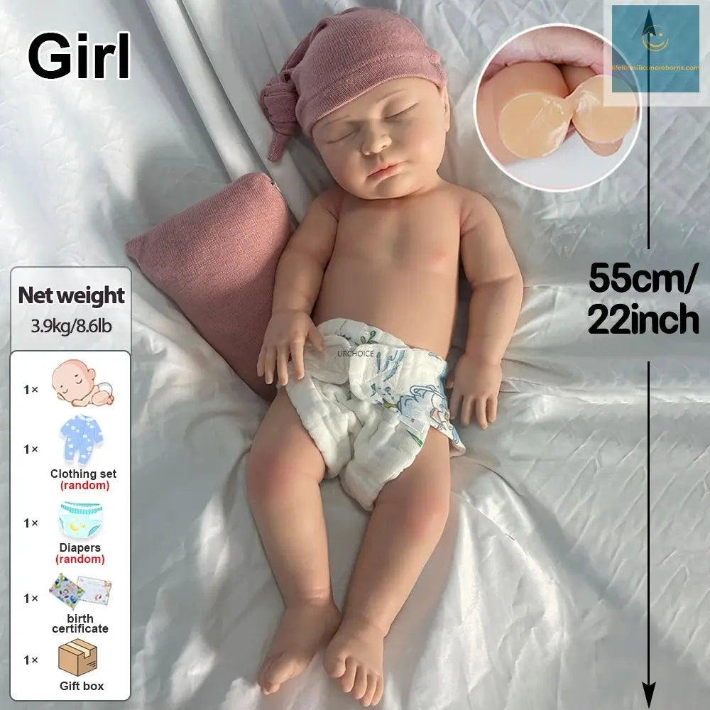 22Inch Floppy Newborn Girl Weighted Silicone Reborn Baby Doll Lifelike Details for Emotional Healing Christmas Gift Kids Toy lifelikesiliconereborns.com