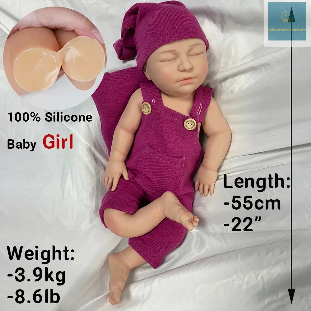 22Inch Full Body Silicone Reborn Doll Super Soft Handmade Flexible Newborn Girl Cuddle Baby  Waterptoof Collector Christmas Gift lifelikesiliconereborns.com