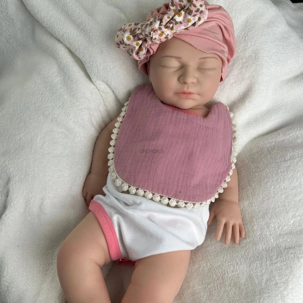 22Inch Handmade Weighted Silicone Reborn Baby Girl 8.6lb Soft Touch Feeling Waterproof Doll for Expectant Parents Collectibles lifelikesiliconereborns.com
