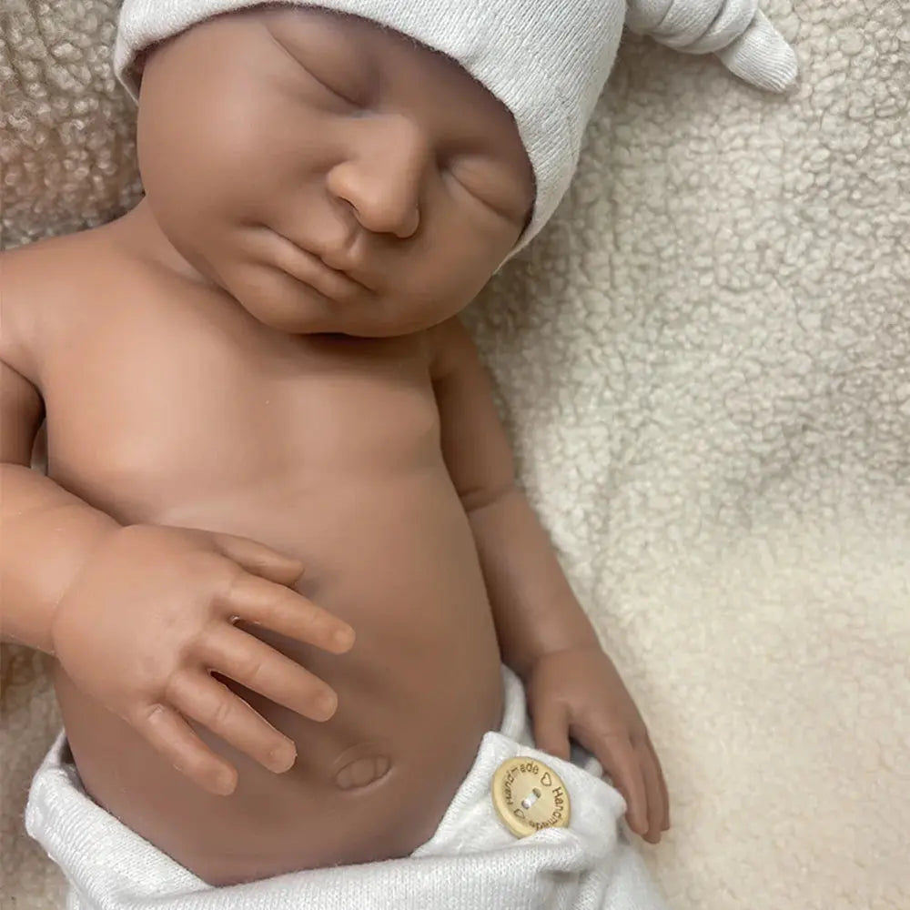 22" Weighted Black Reborn Doll Soft Full Silicone for Painter Handmade Flexible African Newborn Baby Girl Xmas Gift Collection lifelikesiliconereborns.com
