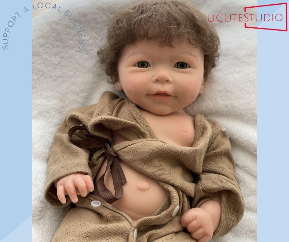 18-Inch Realistic Silicone Reborn Baby Boy Doll –Hand-Painted with Rooted Hair & Visible Veins, Lifelike Waterproof Newborn Gift smile My Store