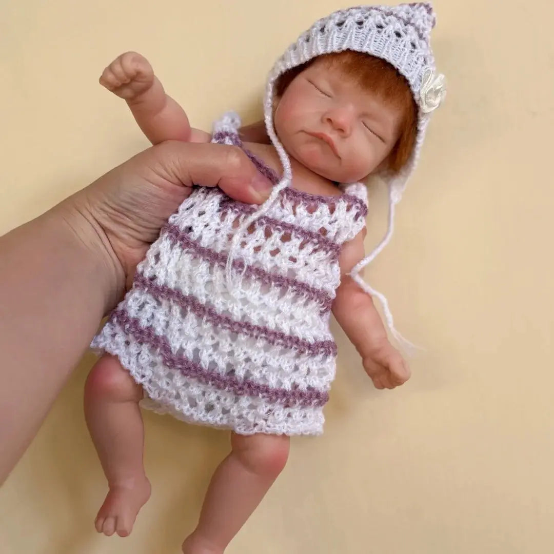 26cm Close Eyes bebe reborn de silicona Girl Doll With Rooted Hair 3D Painted Skin Full Body Silicone Newborn Reborn Dolls lifelikesiliconereborns.com