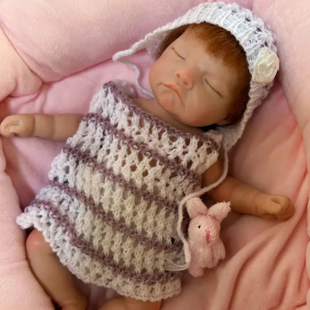 26cm Close Eyes bebe reborn de silicona Girl Doll With Rooted Hair 3D Painted Skin Full Body Silicone Newborn Reborn Dolls lifelikesiliconereborns.com
