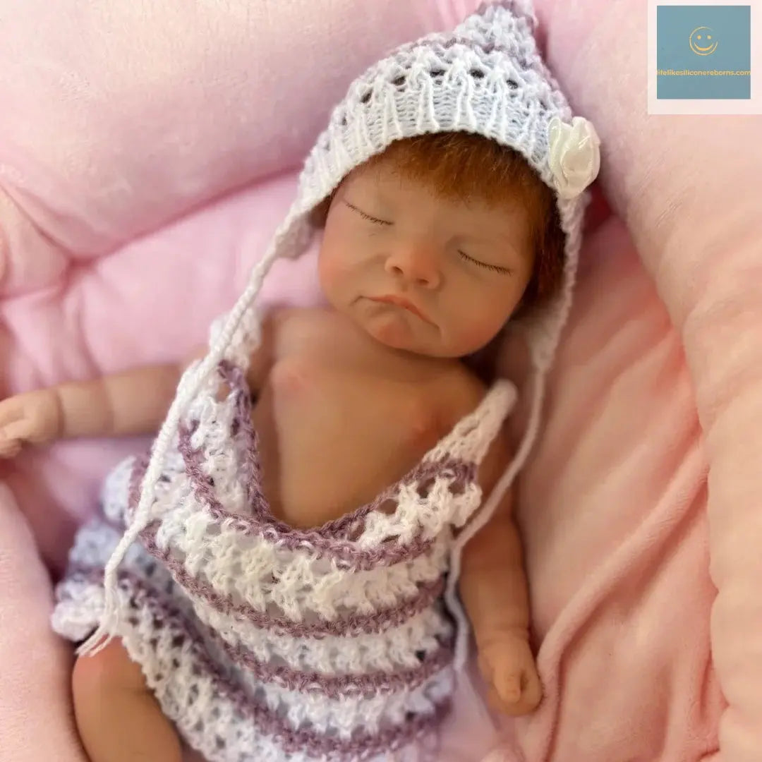 26cm Close Eyes bebe reborn de silicona Girl Doll With Rooted Hair 3D Painted Skin Full Body Silicone Newborn Reborn Dolls lifelikesiliconereborns.com