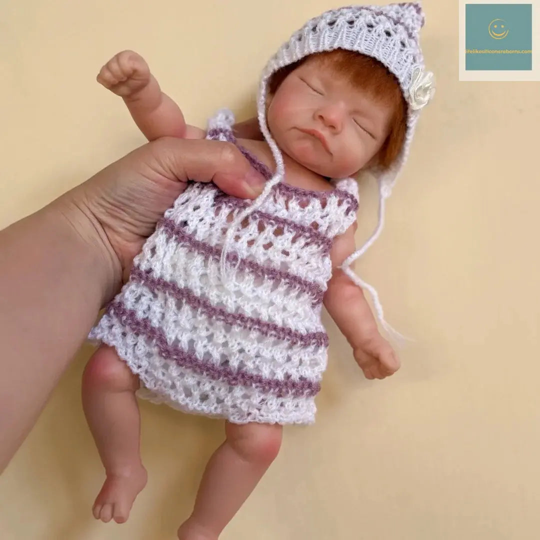 26cm Close Eyes bebe reborn de silicona Girl Doll With Rooted Hair 3D Painted Skin Full Body Silicone Newborn Reborn Dolls lifelikesiliconereborns.com