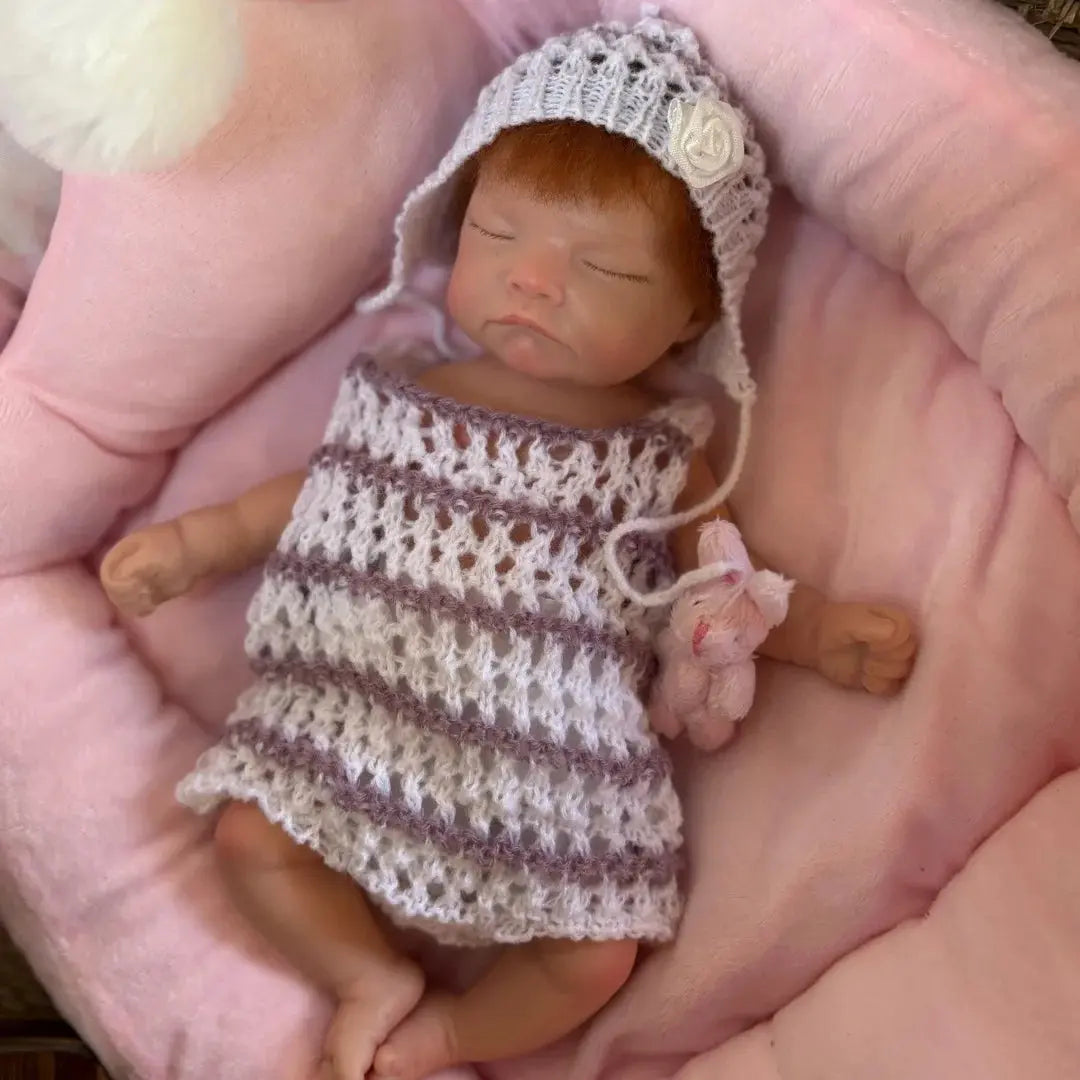 26cm Close Eyes bebe reborn de silicona Girl Doll With Rooted Hair 3D Painted Skin Full Body Silicone Newborn Reborn Dolls lifelikesiliconereborns.com