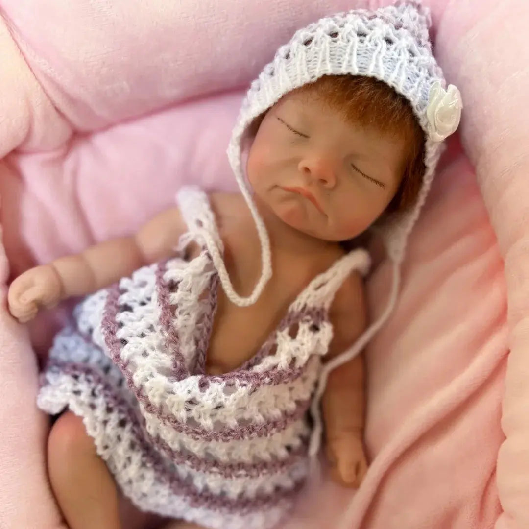 26cm Close Eyes bebe reborn de silicona Girl Doll With Rooted Hair 3D Painted Skin Full Body Silicone Newborn Reborn Dolls lifelikesiliconereborns.com