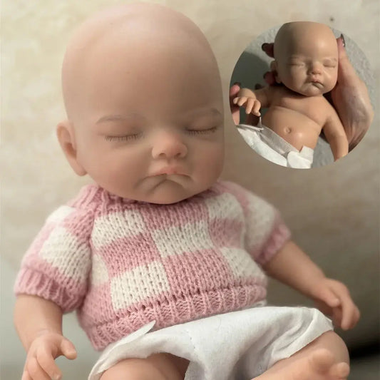 28cm Close Eyes Full Body Solid Silicone Bebe Reborn Girl With Rooted Eyelashes Handmade Paint Skin Lifelike Newborn Baby Dolls lifelikesiliconereborns.com