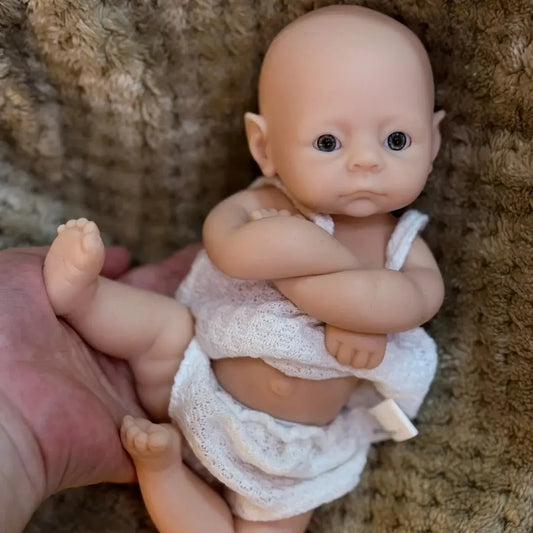 28cm Unpainted Open Eyes Solid Silicone Girl Doll With Waterproof Body Handmade Soft Touch Feeling Lifelike Real Bebe Reborn lifelikesiliconereborns.com