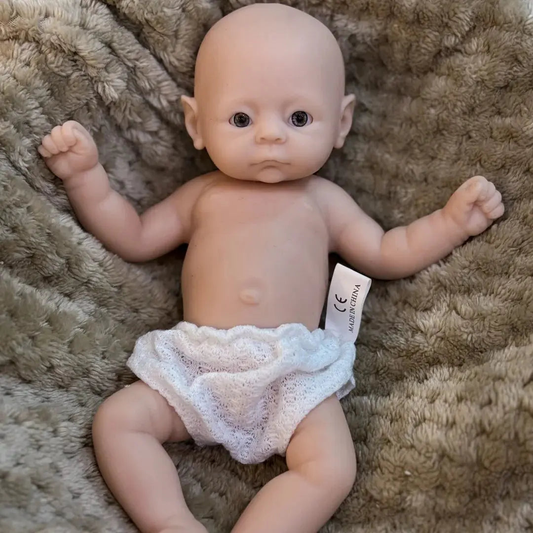 28cm Unpainted Open Eyes Solid Silicone Girl Doll With Waterproof Body Handmade Soft Touch Feeling Lifelike Real Bebe Reborn lifelikesiliconereborns.com