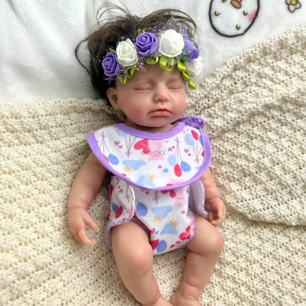 30cm Full Body Soft Silicone Reborn Baby Girl Doll Washable Painted With Rooted Hair Realistic Details For Kid's Christmas Gift lifelikesiliconereborns.com
