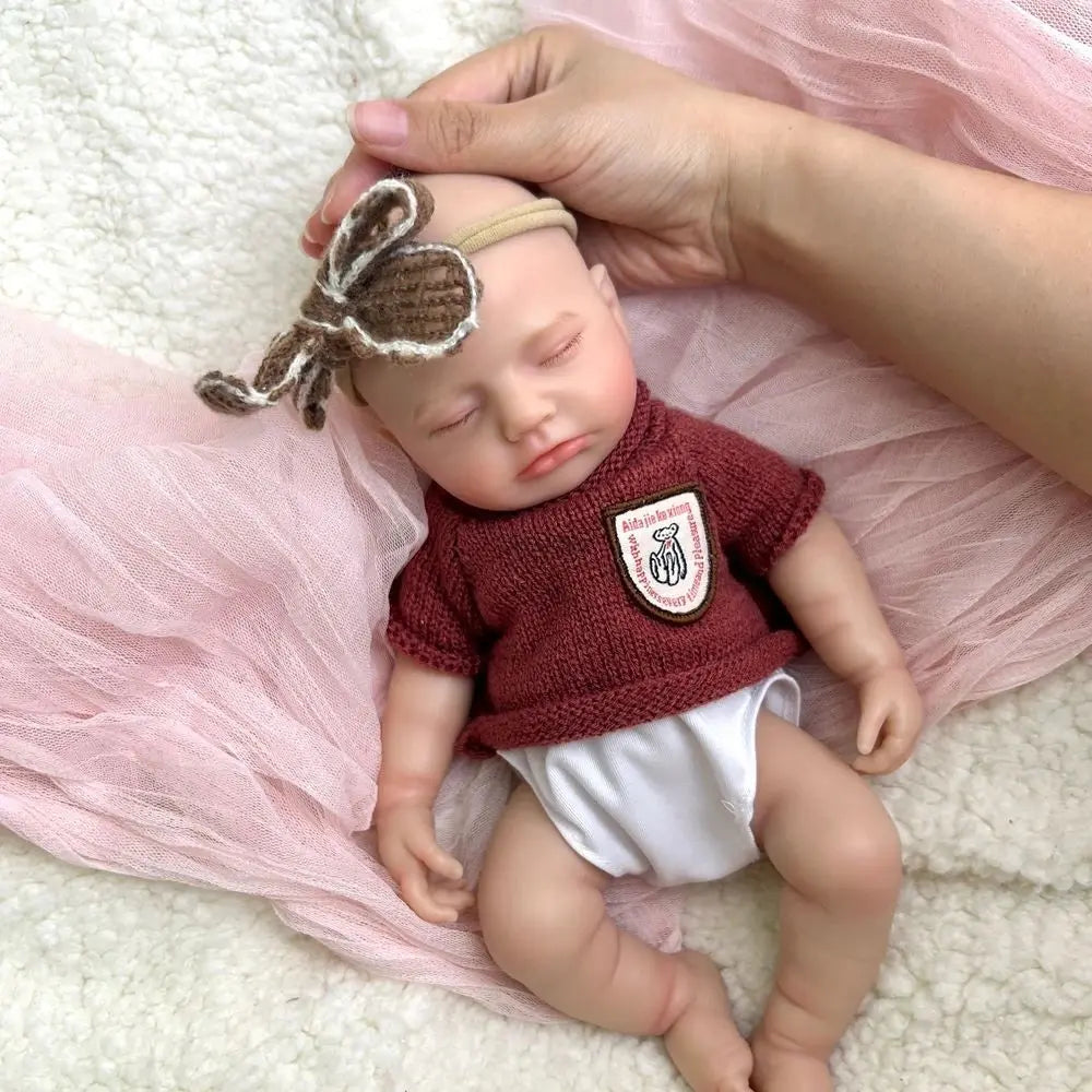 30cm Full Body Soft Silicone Reborn Baby Girl Doll Washable Painted With Rooted Hair Realistic Details For Kid's Christmas Gift lifelikesiliconereborns.com
