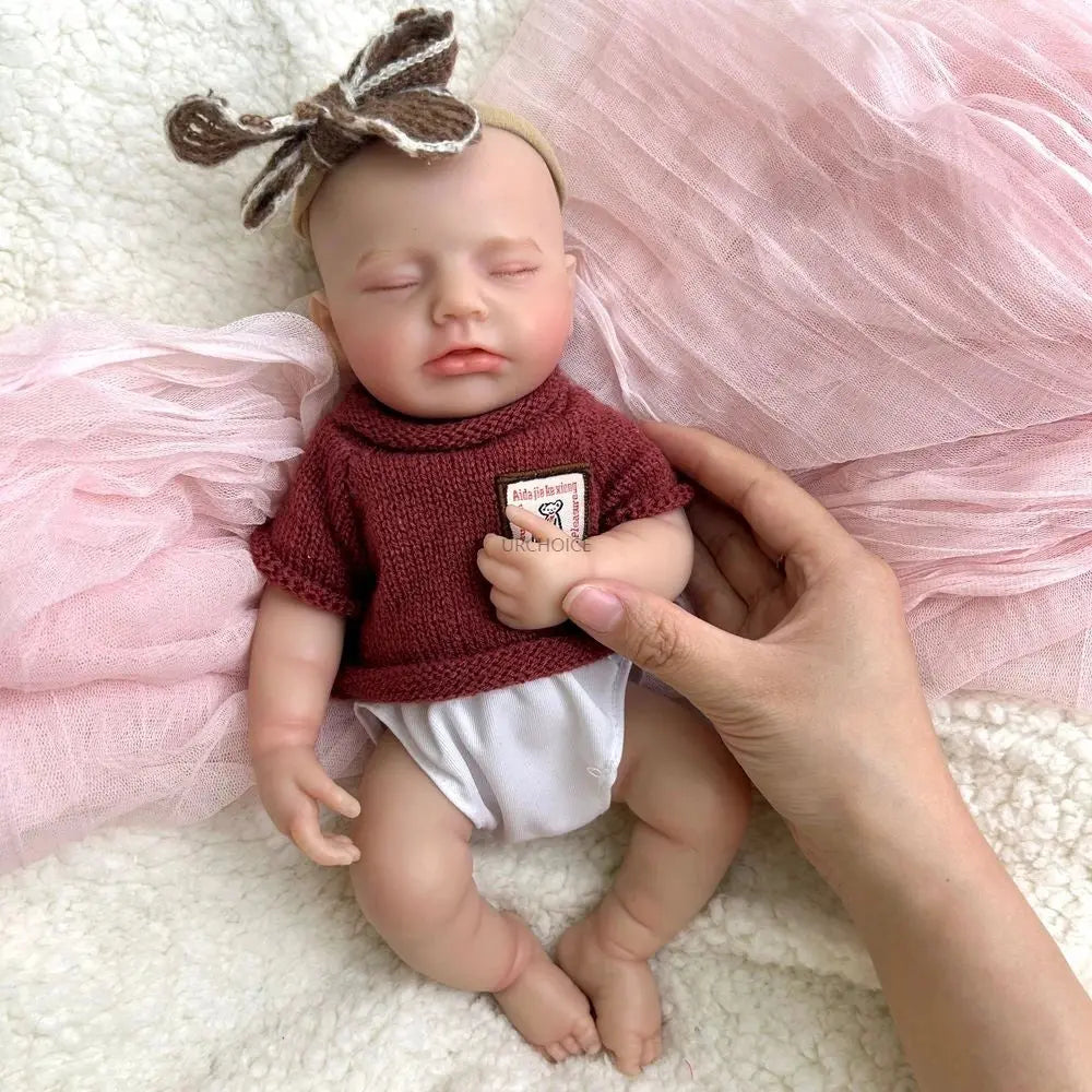 30cm Full Body Soft Silicone Reborn Baby Girl Doll Washable Painted With Rooted Hair Realistic Details For Kid's Christmas Gift lifelikesiliconereborns.com