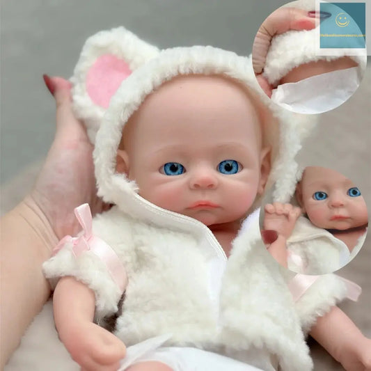 33cm Can Washable Full Body Solid Silicone Bebe Reborn Girl 3D Painted Skin Handmade Painted Skin Lifelike Newborn Baby Dolls lifelikesiliconereborns.com