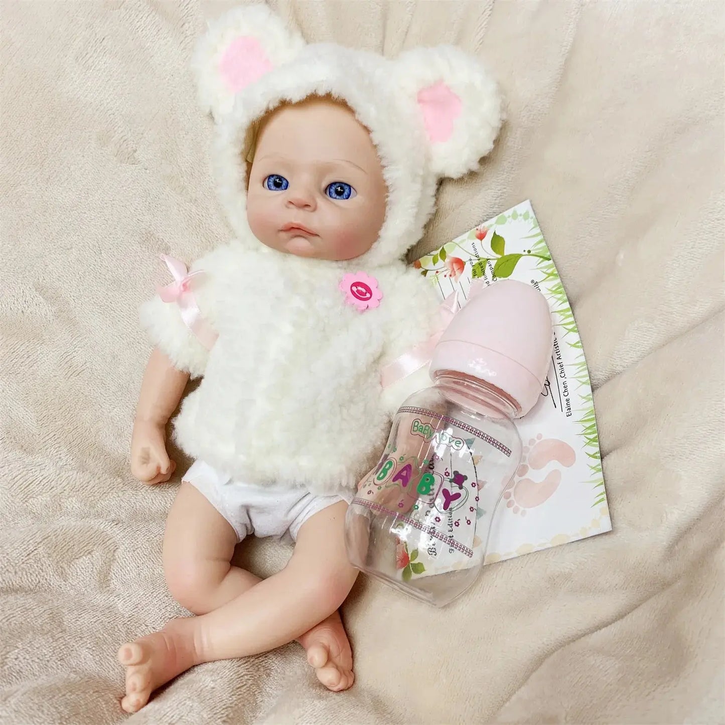 33cm Can Washable Full Body Solid Silicone Bebe Reborn Girl 3D Painted Skin Handmade Painted Skin Lifelike Newborn Baby Dolls lifelikesiliconereborns.com