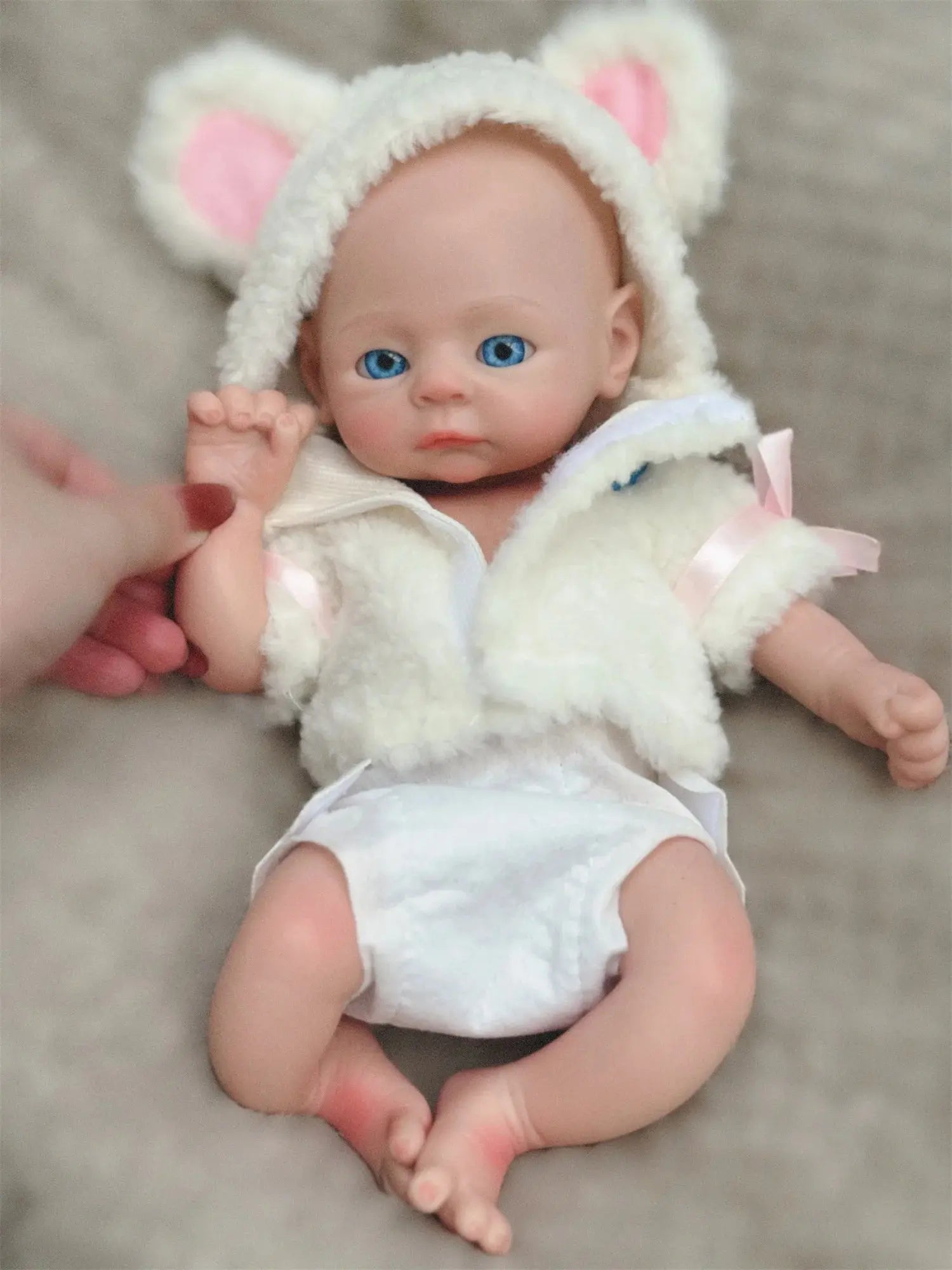 33cm Can Washable Full Body Solid Silicone Bebe Reborn Girl 3D Painted Skin Handmade Painted Skin Lifelike Newborn Baby Dolls lifelikesiliconereborns.com