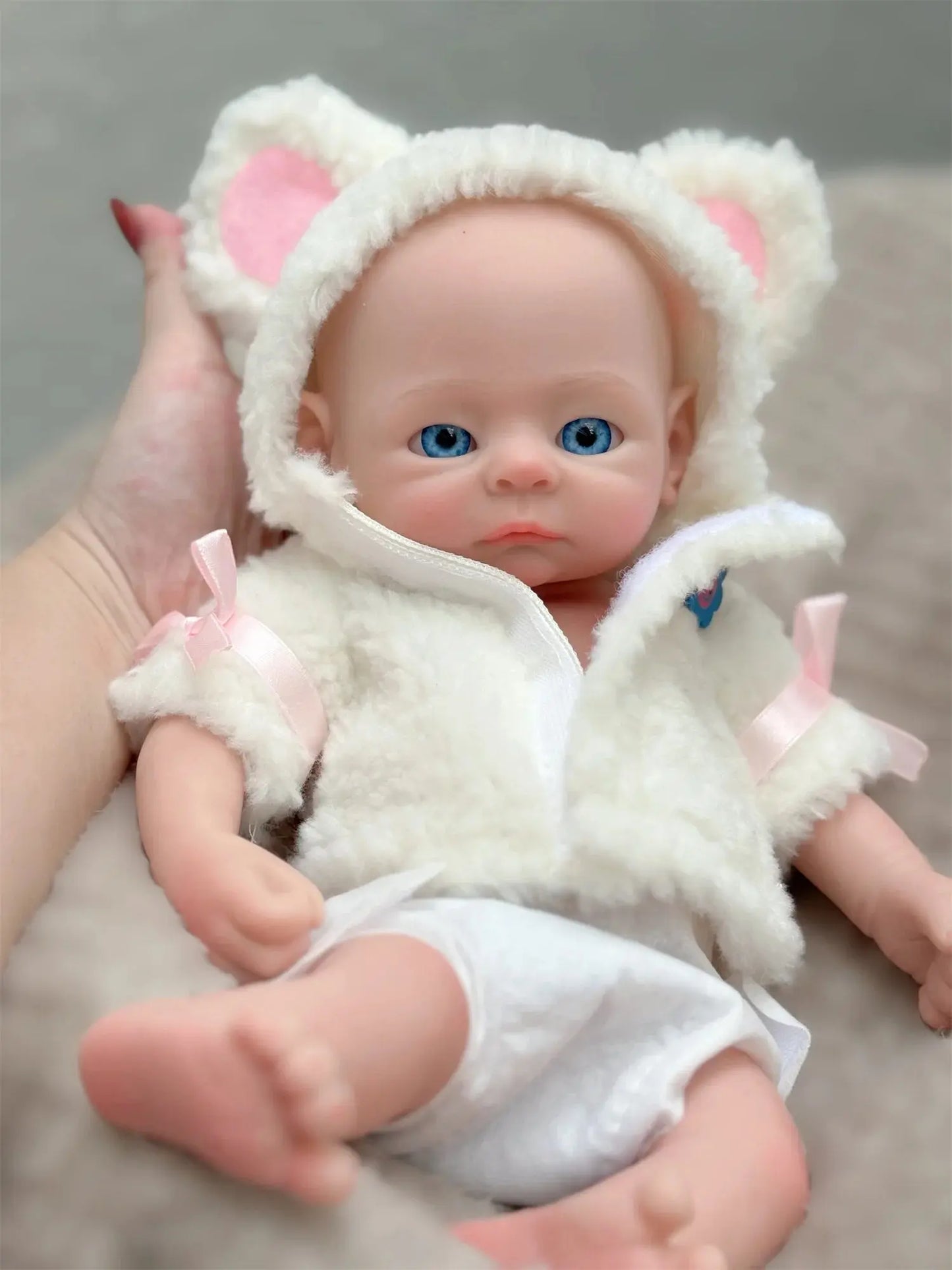 33cm Can Washable Full Body Solid Silicone Bebe Reborn Girl 3D Painted Skin Handmade Painted Skin Lifelike Newborn Baby Dolls lifelikesiliconereborns.com