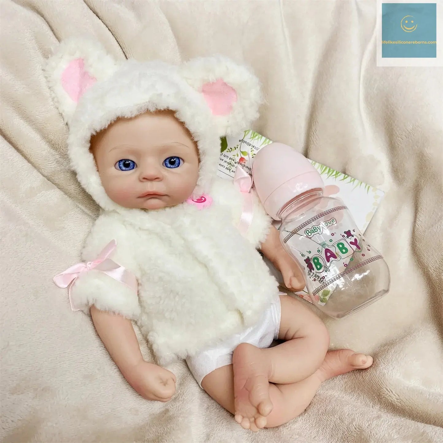 33cm Can Washable Full Body Solid Silicone Bebe Reborn Girl 3D Painted Skin Handmade Painted Skin Lifelike Newborn Baby Dolls lifelikesiliconereborns.com